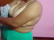 Chennai Aunty Stripping Her Saree Blouse